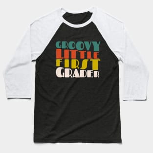 Groovy Little First Grader First Day of School Baseball T-Shirt